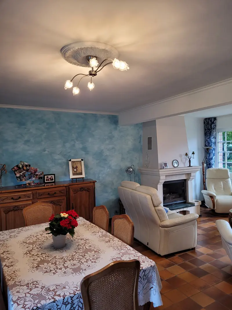 Photo peintures effets décoratifs d'un mur avec de la chaux peinte