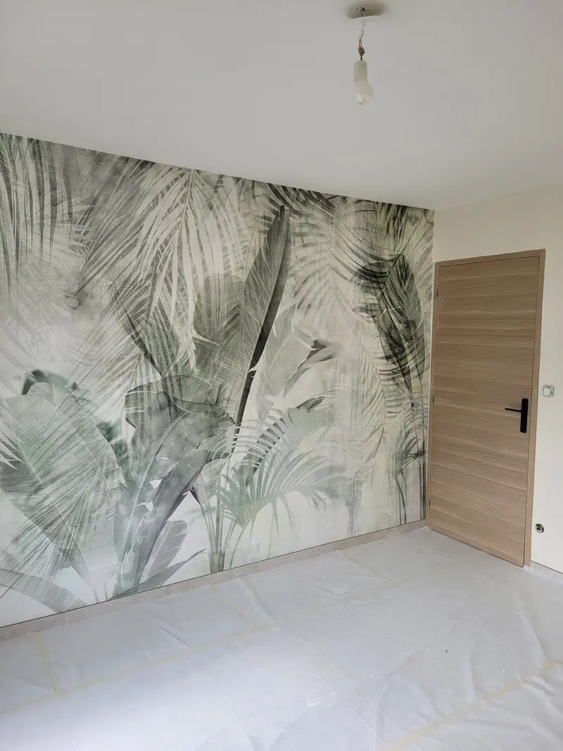 photo mur avec décor après passage d'enduit pour finaliser le mur