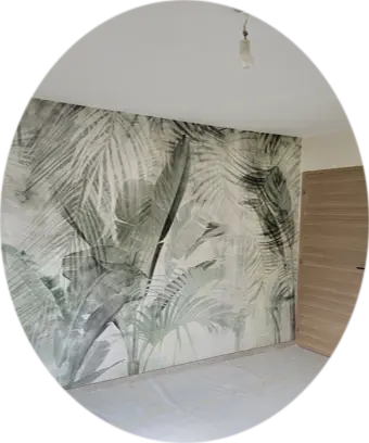 Photo ovale décor papier peint arbre