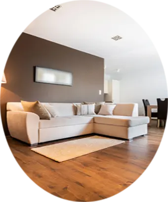 Photo ovale salon peint parquet